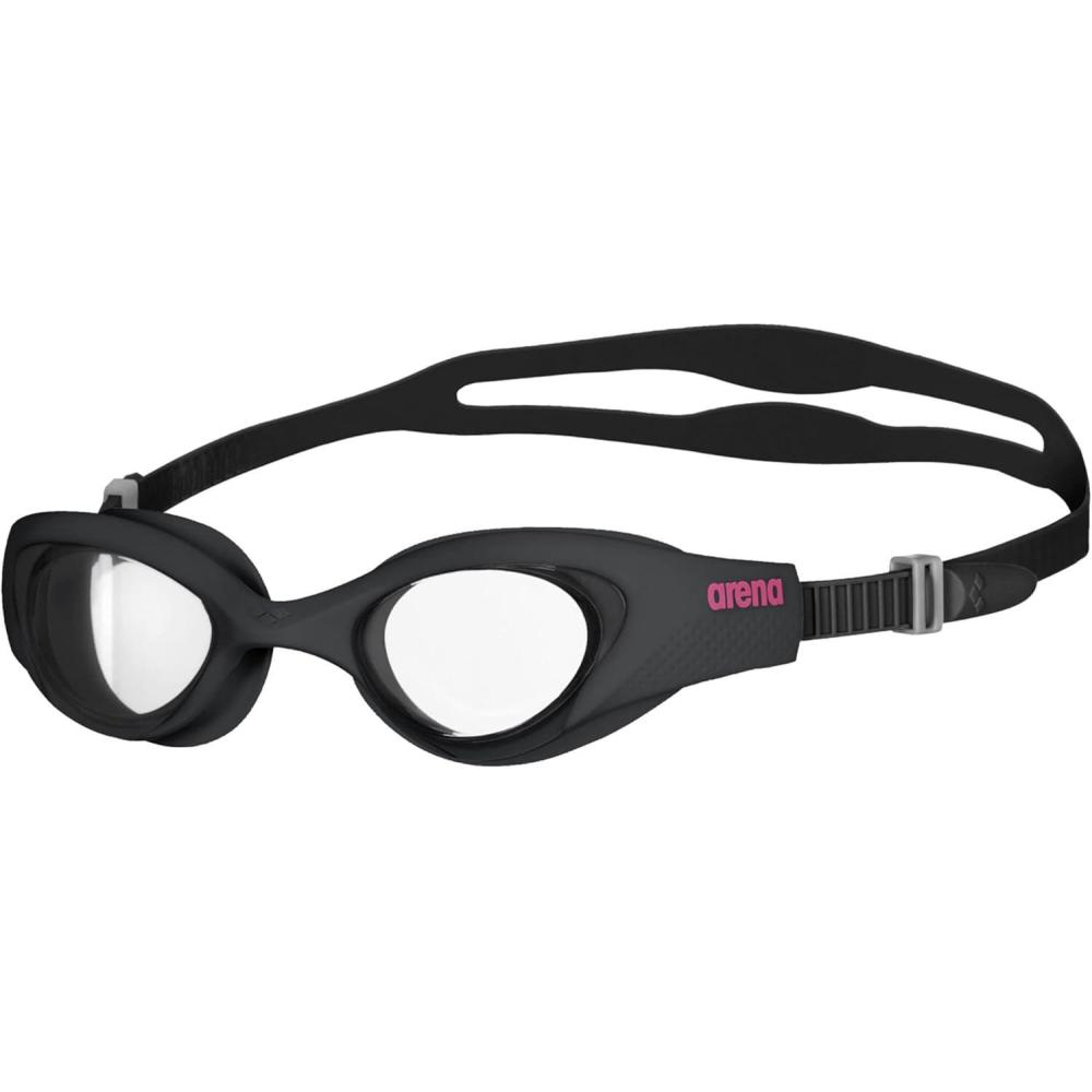 imageARENA The One Woman Swim Goggles for Swimmers and Triathletes Universal Fit OrbitProof Technology Anti Fog TreatmentClearBlackBlack