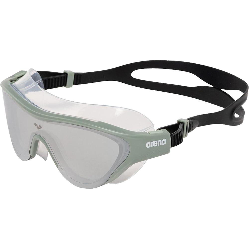 imageARENA Unisex Adult The One Swim Mask Fitness Swimming Goggles Men and Women Large Fit Polycarbonate MirrorNonMirror LensSilverJadeBlack