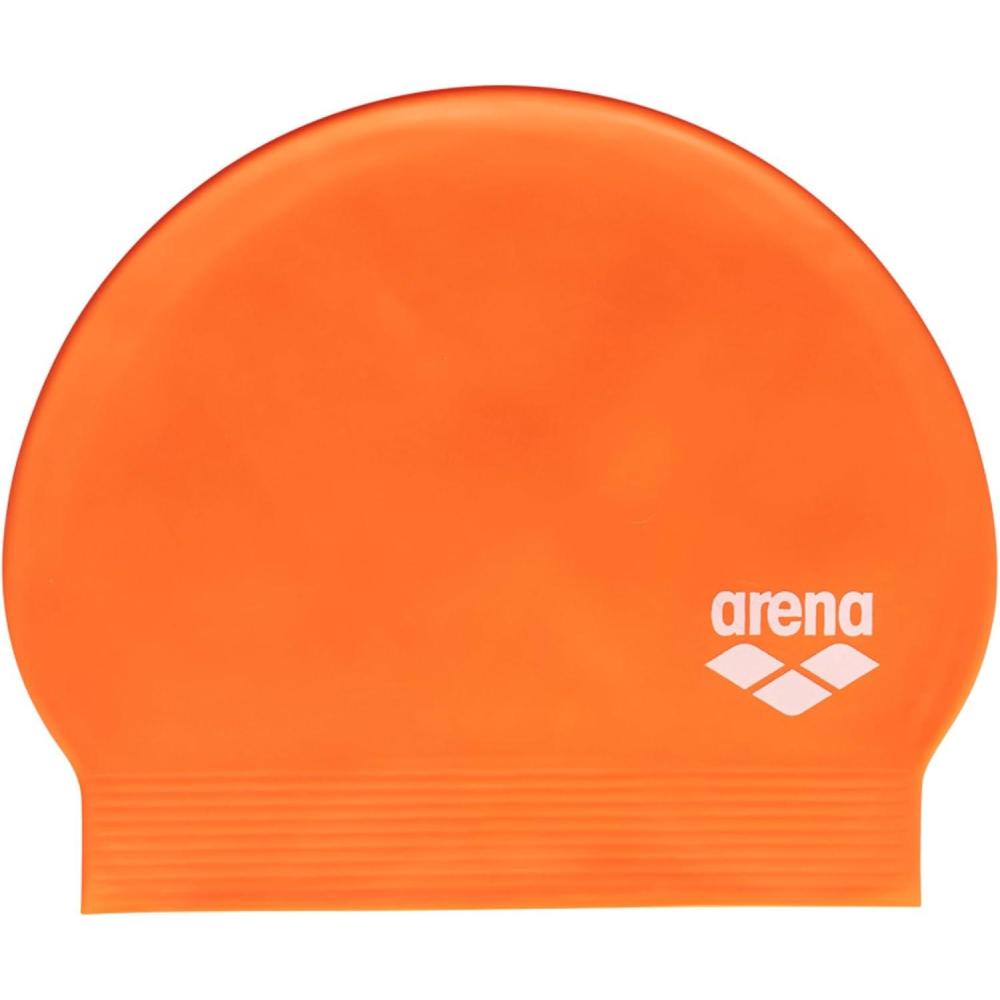 imageARENA Unisex Adult Ultra Soft Latex Swim Cap Training and Fitness Swimming Great for Long Hair Reinforced Edge One SizeOrange