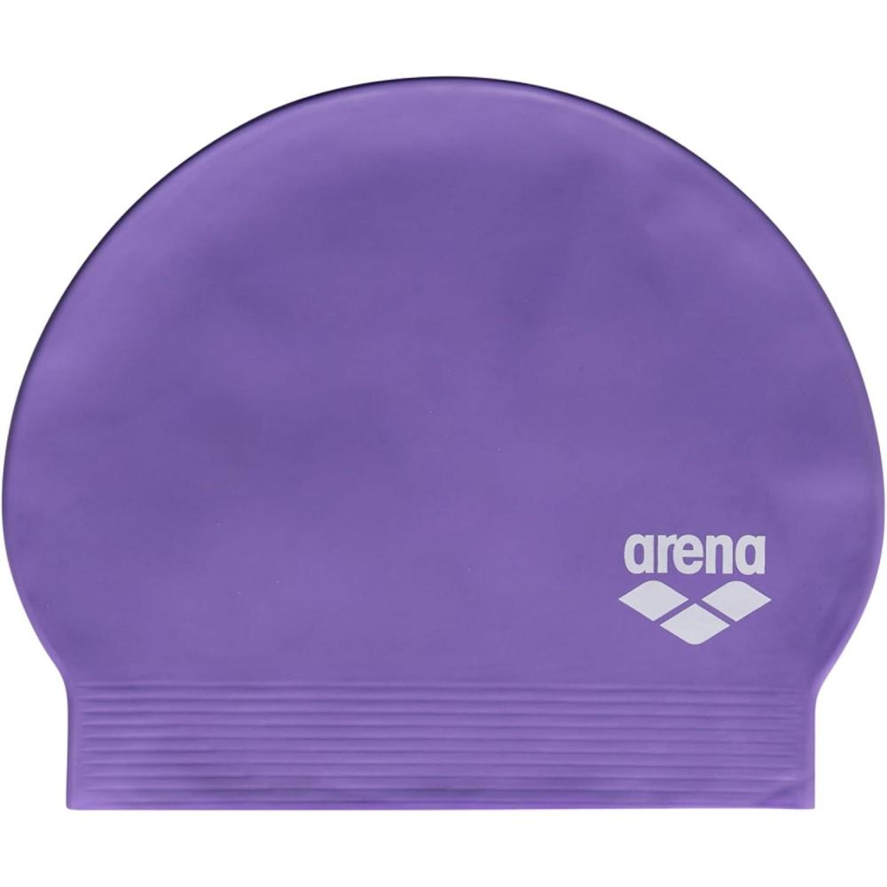 imageARENA Unisex Adult Ultra Soft Latex Swim Cap Training and Fitness Swimming Great for Long Hair Reinforced Edge One SizeViolet