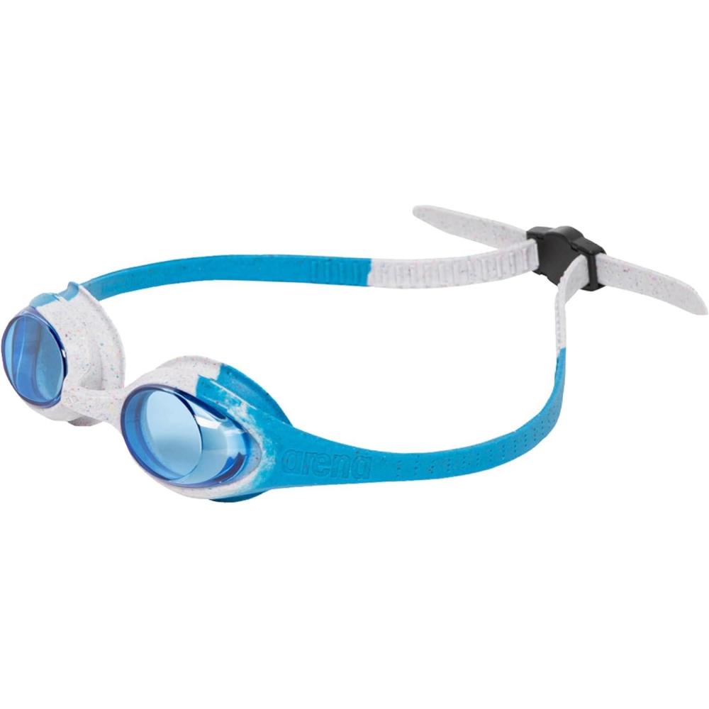 imageARENA Unisex Spider Kids Swim Goggles Boys and Girls Ages 2 to 5 AntiFog NonMirror Lens Easy to Use Strap No Leak GoggleRecycled BlueGrayBlue