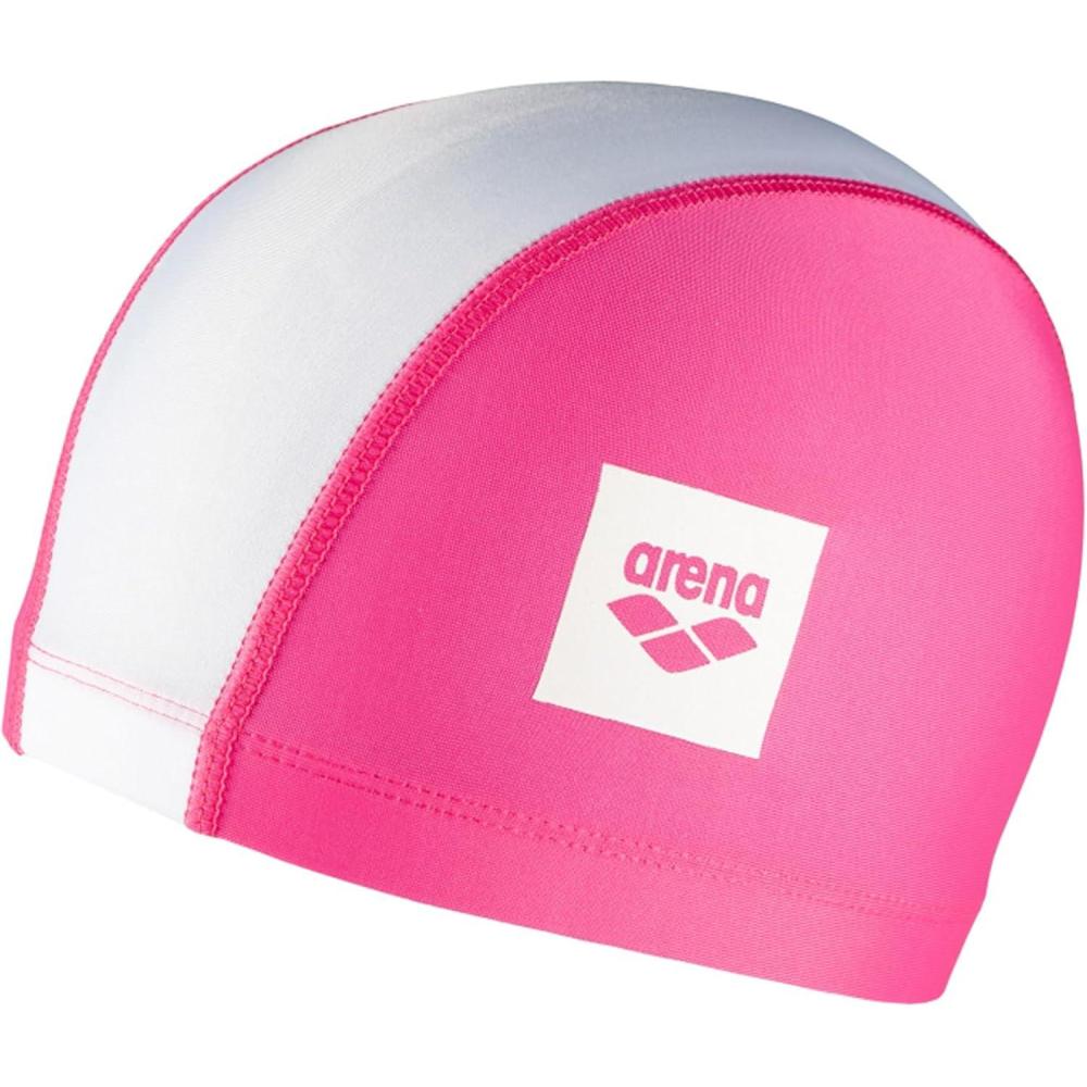 imageArena Arena Junior Unix II Kids Fabric Swim Cap for Boys and Girls Ages 6 to 12PinkWhite