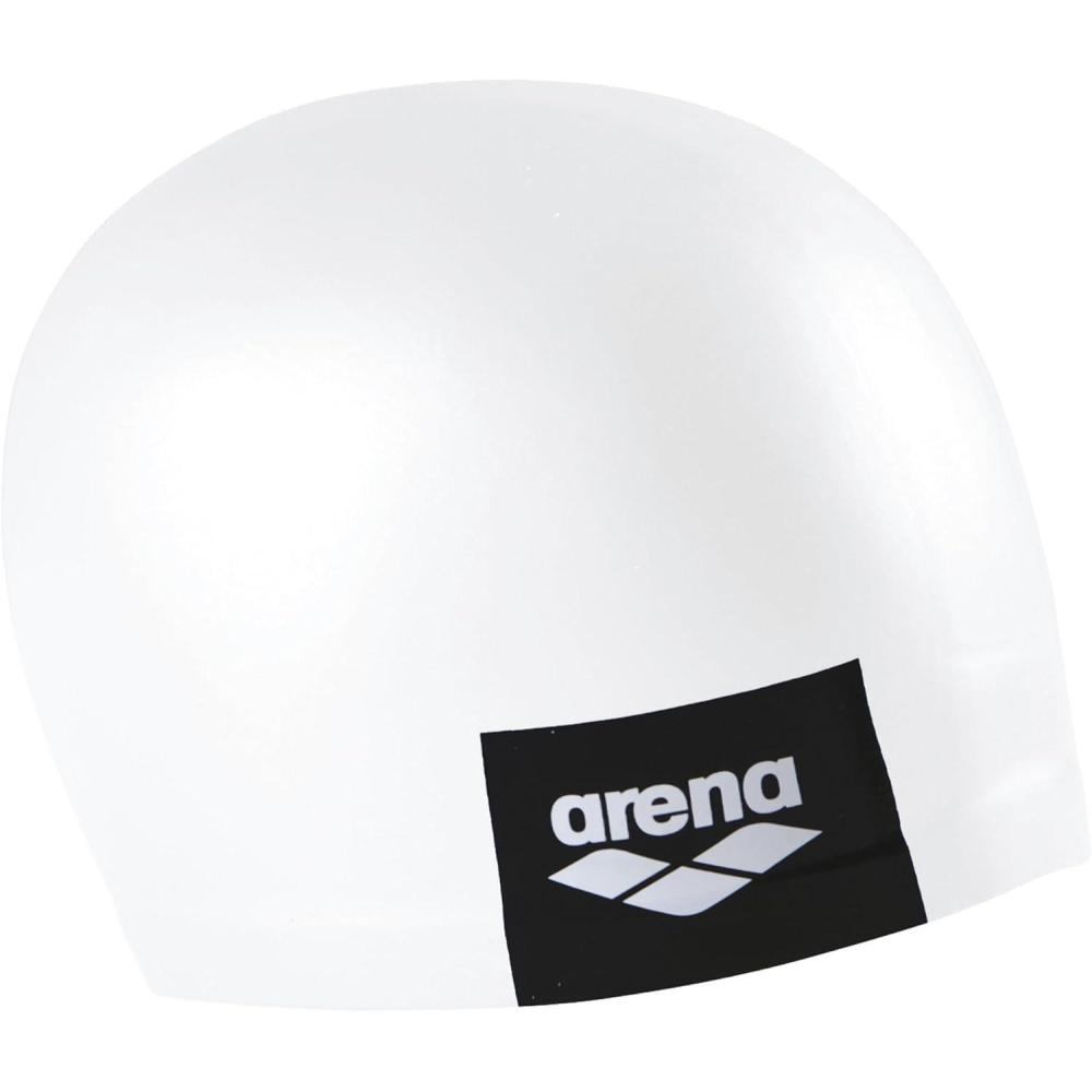 imageArena Unisex Adult Logo Molded Silicone Training Swim Cap for Intensive Training Reduced Drag Tight Comfortable Fit One SizeWhite