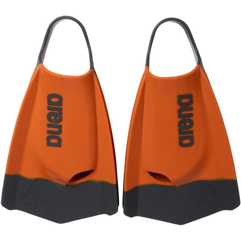 imageArena Unisex Adult Powerfin Pro II Swim Training Fins Men and Women Silicone Short Blade Flippers LeftRight Customized Sizes 45135Texas OrangeGray