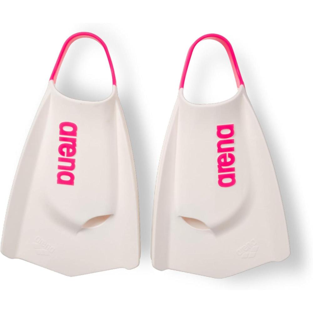 imageArena Unisex Adult Powerfin Pro II Swim Training Fins Men and Women Silicone Short Blade Flippers LeftRight Customized Sizes 45135WhiteShocking Pink