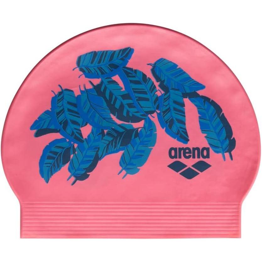 imageArena Unisex Adult Ultra Soft Printed Latex Swim Cap for Fitness Swimming Reinforced Edge Fits Long Hair One SizeTropical Leaves