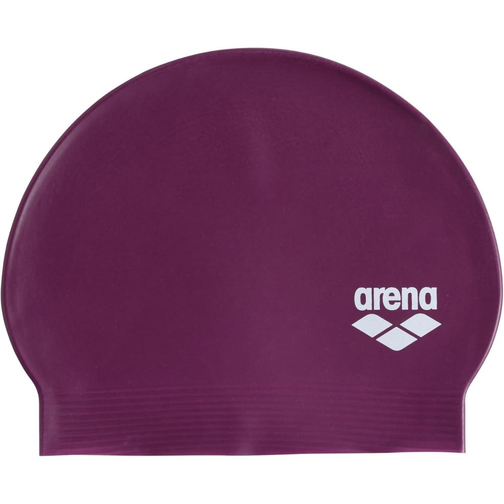 imageArena Unisex Soft Latex II Swim Cap Women and Men Fitness Swimmers Intensive Training Durable Soft Elastic Bathing Flat CapDark Raspberry