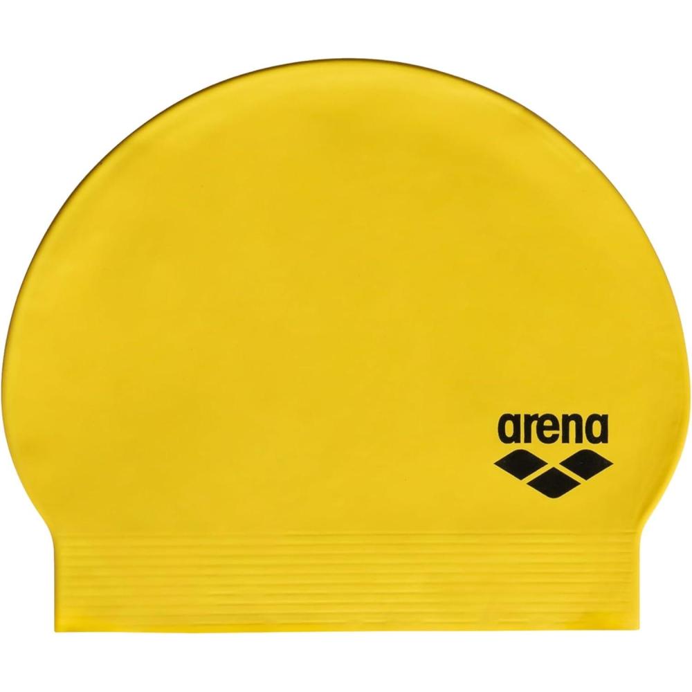 imageArena Unisex Soft Latex II Swim Cap Women and Men Fitness Swimmers Intensive Training Durable Soft Elastic Bathing Flat CapYellow