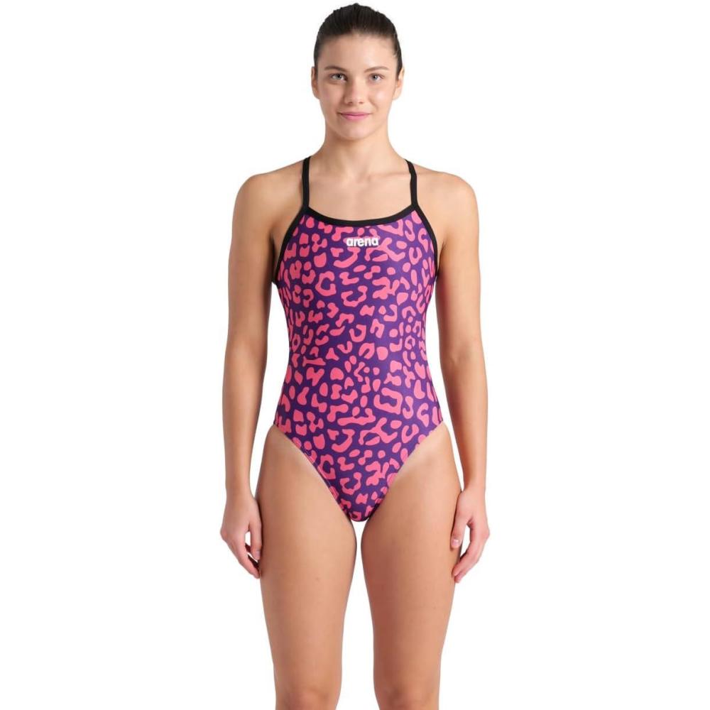 imageArena Womens Arena Performance Womens Leopard Skin Limited Edition Challenge Back SwimsuitFuchsia MultiBlack