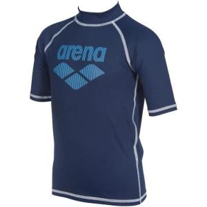ARENA Boys Short Sleeve Rash Vest Swim Shirt with Uv Sun Protetion(Navy)