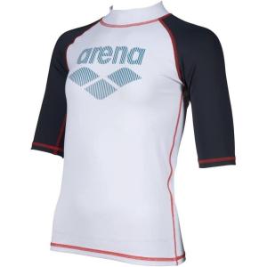 ARENA Boys Short Sleeve Rash Vest Swim Shirt with Uv Sun Protetion(White/Ash Grey)