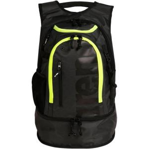 ARENA Fastpack 3.0 Backpack Sports Swim Training Gear Bag Large Capacity Storage Wet Dry Compartments Comfortable Durable Swimmers Triathletes Gym Travel Daily Use, Dark Smoke Black/Neon Yellow