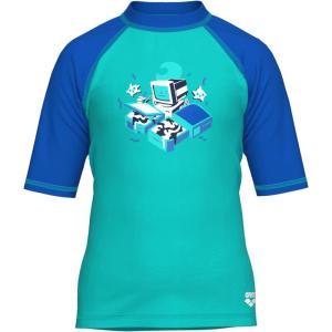 ARENA Friends Unisex Kids Sun Protection Shirt Short Sleeves Soft Swim Tee UV Sun Protection UPF 40+ for Pool Beach Swimming(Water/Blue China)