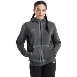 ARENA Icons Unisex Fleece Hooded Jacket Soft Cotton Lightweight Full Zip Side Pockets Regular Fit Sports Coat(Delave-black-white)