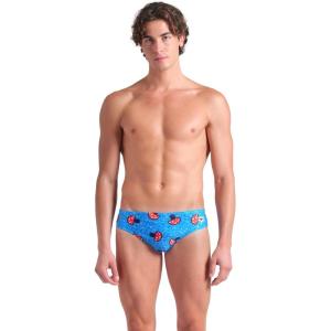 ARENA Men’s Performance Funny Prints Collection Mushrooms Athletic Swim Briefs(Blue Multi)