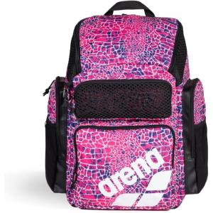 ARENA One Go Backpack 45 Liters Swimmer Athlete Daypack Large Size Equipment Swim Bag(Snakeskin Print Pink)