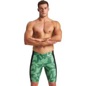 ARENA Performance Boys’ Puzzled Swim Jammer Athletic Swimwear Youth Swimsuit(Black/Green Multi)