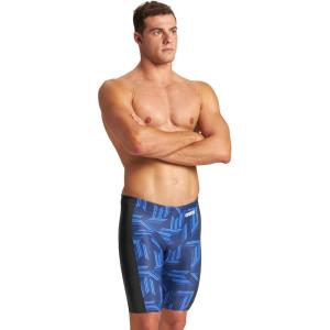 ARENA Performance Boys’ Puzzled Swim Jammer Athletic Swimwear Youth Swimsuit(Black/Navy Multi)