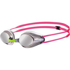 ARENA Tracks Unisex Junior Youth Essential Racing Swim Goggles Kids Swimmers Young Racers Anti-Fog Coated Mirror Lens, Violet/Fuchsia/Green(Silver/White/Fuchsia)