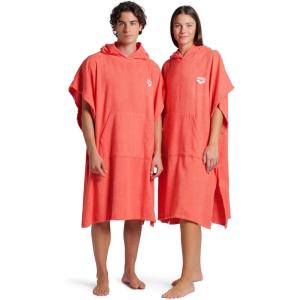 ARENA Unisex Cotton Poncho Soft Hooded Towel with Front Pocket Easy Changing Post Swim Warmth and Comfort for Beach Pool or Surf, Calypso Coral/White, Small/Medium(Calypso Coral/White)