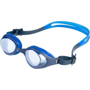 ARENA Unisex Kids Junior Air Mirror Swim Goggles for Swimming Ages 6 to 12 Air Seals Anti-Fog Coated Lens Adjustable Strap(Blue/Blue)