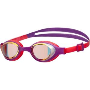 ARENA Unisex Kids Junior Air Mirror Swim Goggles for Swimming Ages 6 to 12 Air Seals Anti-Fog Coated Lens Adjustable Strap(Yellow Copper/Plum/Bright Coral)