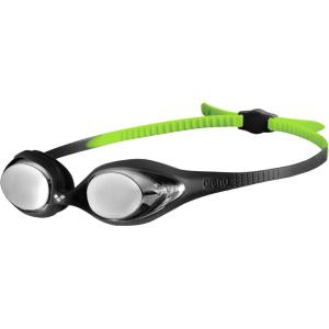 ARENA Unisex Youth Spider Junior Swim Goggles Girls and Boys Ages 6 to 12 Fogless Lenses Easy to Adjust Strap No Leak(Black/Silver/Green)
