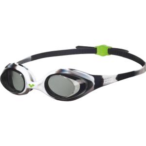 ARENA Unisex Youth Spider Junior Swim Goggles Girls and Boys Ages 6 to 12 Fogless Lenses Easy to Adjust Strap No Leak(Black/White/Clear)