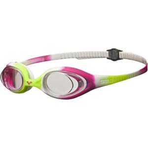 ARENA Unisex Youth Spider Junior Swim Goggles Girls and Boys Ages 6 to 12 Fogless Lenses Easy to Adjust Strap No Leak(Lime Fuchsia/White/Clear)