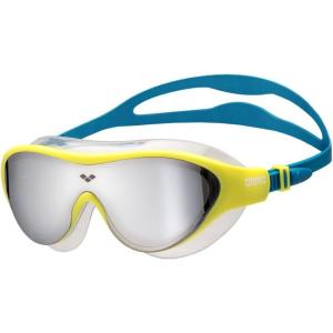 ARENA Unisex Youth The One Junior Swim Mask Goggles for Boys and Girls Ages 6 to 12 Large Fit Polycarbonate Lens(Silver/Soft Green/Blue Cosmo)