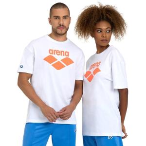 ARENA Unisex-Adult Icons Unisex Logo T-Shirt(White/Orange Logo)