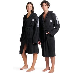 ARENA Unisex-Adult Team Stripe Unisex Bathrobe With Tie Belt and Pockets Soft Warm Robe(Black/White)