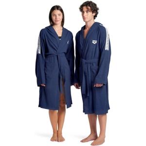 ARENA Unisex-Adult Team Stripe Unisex Bathrobe With Tie Belt and Pockets Soft Warm Robe(Navy/White)