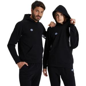 ARENA unisex-adult Unisex Icons Solid Hooded Sweatshirt(Black-white-black)