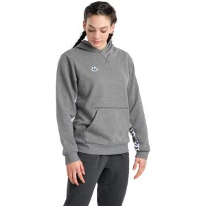 ARENA unisex-adult Unisex Icons Solid Hooded Sweatshirt(Dark Gray Melange/White/Black)
