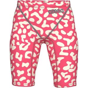 Arena Boys Junior Racing Jammer Powerskin St Next Knee Length Tech Suit Competitive Swimsuit(Leopard Skin Geranium)