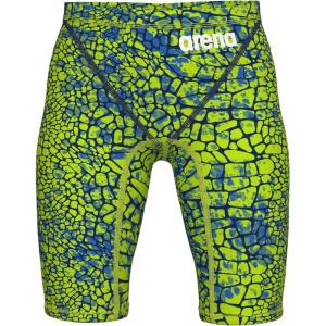 Arena Boys Junior Racing Jammer Powerskin St Next Knee Length Tech Suit Competitive Swimsuit(Snakeskin Green)