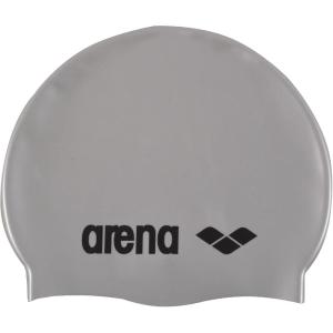 Arena Classic Junior Silicone Unisex Swim Cap for Girls and Boys Comfortable Durable Kids’ Pool Bathing Cap, One Size(Silver/Black)