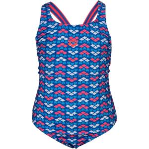 Arena Friends Girls’ Youth Swim Pro Back Swimsuit Comfortable One Piece Kids Suit Pool or Beach(Fluo Red/Multi)