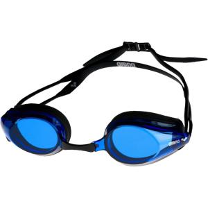 Arena Tracks Unisex Adult Essential Racing Swim Goggles Competitive Swimmers FINA-Approved Anti-Fog Mirror/Non-Mirror Lens(Black / Blue / Black)