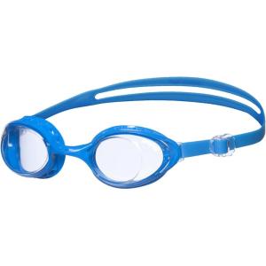 Arena Unisex Adult Air-Soft Anti-Fog Swim Goggles Men and Women Light Comfortable Design Cushioned Seals Non Mirror Lens(Clear / Blue)