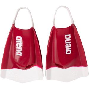 Arena Unisex Adult Powerfin Pro II Swim Training Fins Men and Women Silicone Short Blade Flippers Left-Right Customized, Sizes 4.5-13.5(Cardinal Red/White)