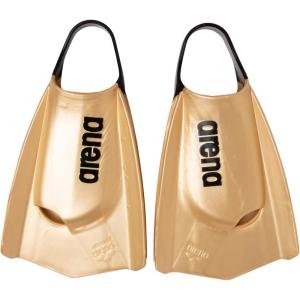 Arena Unisex Adult Powerfin Pro II Swim Training Fins Men and Women Silicone Short Blade Flippers Left-Right Customized, Sizes 4.5-13.5(Gold)