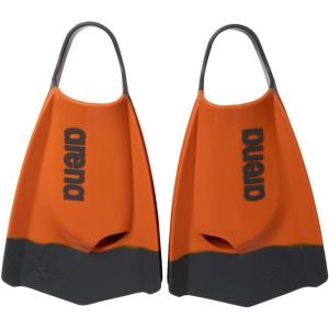 Arena Unisex Adult Powerfin Pro II Swim Training Fins Men and Women Silicone Short Blade Flippers Left-Right Customized, Sizes 4.5-13.5(Texas Orange/Gray)