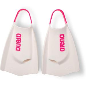 Arena Unisex Adult Powerfin Pro II Swim Training Fins Men and Women Silicone Short Blade Flippers Left-Right Customized, Sizes 4.5-13.5(White/Shocking Pink)