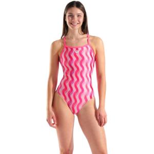 Arena Women’s Performance Breast Cancer Collection Ripple Light Drop Back Swimsuit(Multi Pink/Shocking Pink)