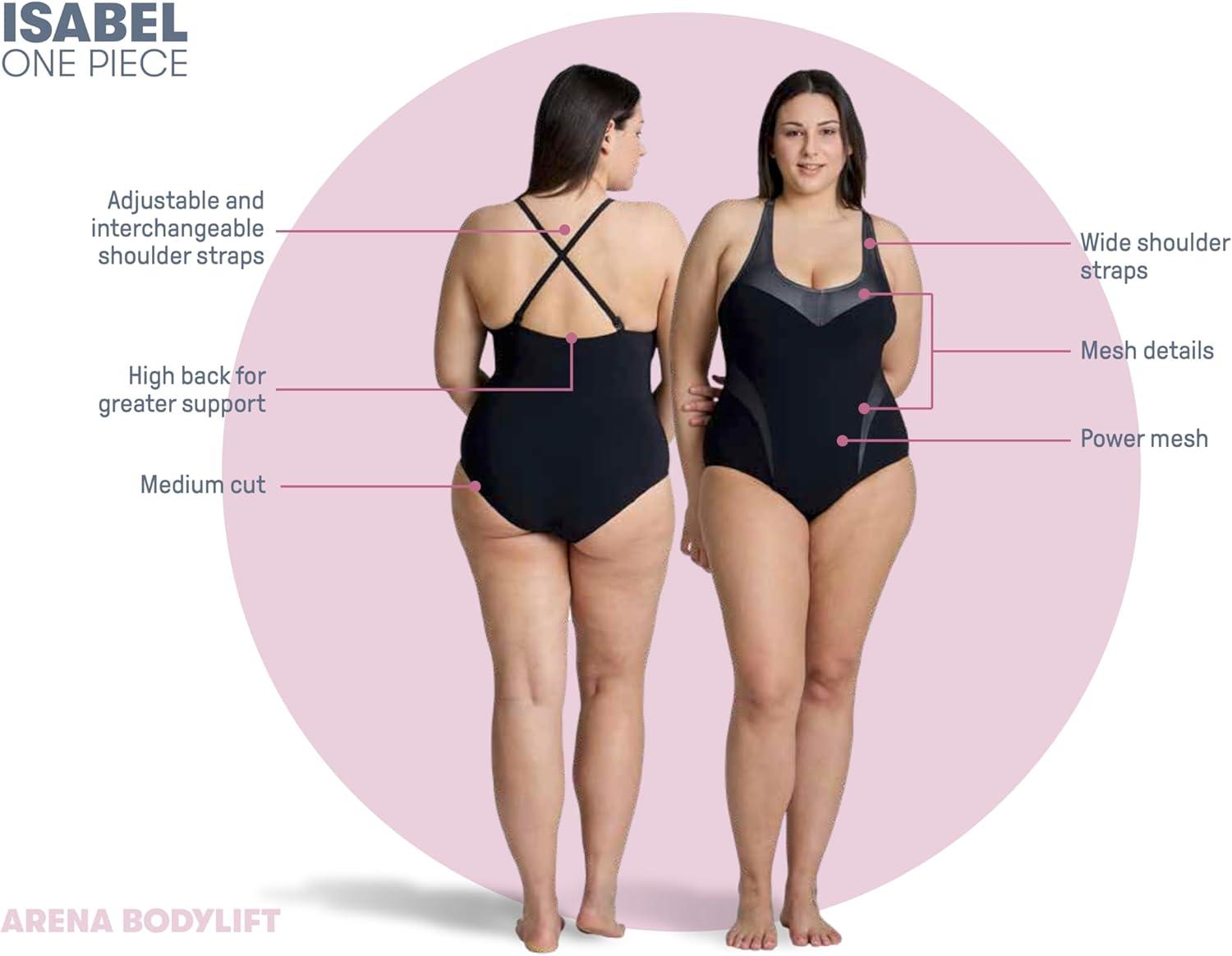 imageARENA Bodylift Womens Isabel BCup One Piece Shaping Swimsuit Light Cross Back UV Protection Tummy Control Bathing SuitBlackRose Violet