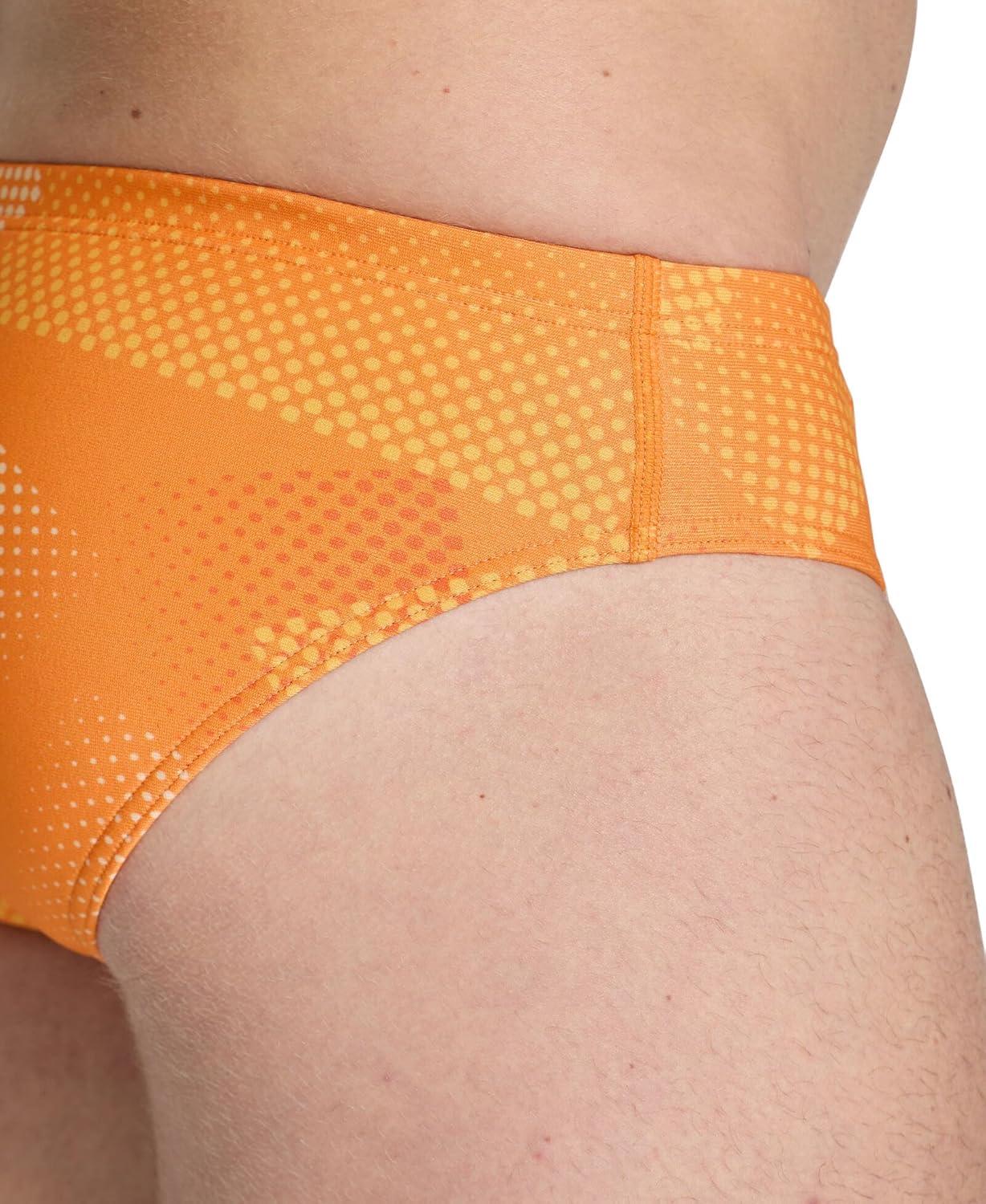 imageARENA Mens Swim Brief Halftone Team Print MaxLife Athletic Swimwear Professional Training Swimsuit Sports Bathing Suit Team Orange US Size 22