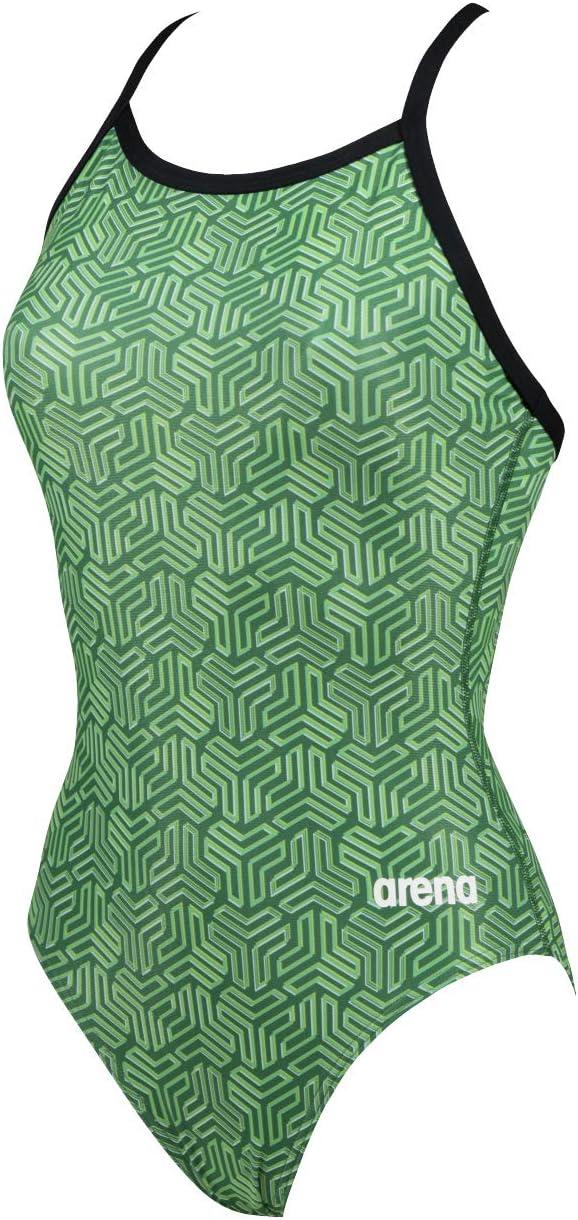 imageARENA Womens Kikko Light Drop Back One Piece Chlorine Resistant UV Protection Supportive Thin Straps SwimsuitBlackmulti Green
