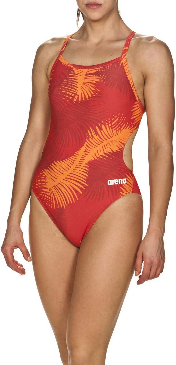 imageARENA Womens Palm Forest Challenge Back One Piece FlPalm Forest RedOrange